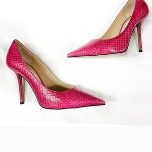 Jimmy Choo Fuchsia Snakeskin Pointed-Toe Stiletto Pumps